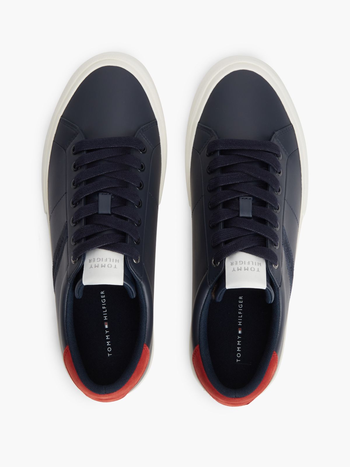 Leather Logo Contrast Heel Trainers — Blue
