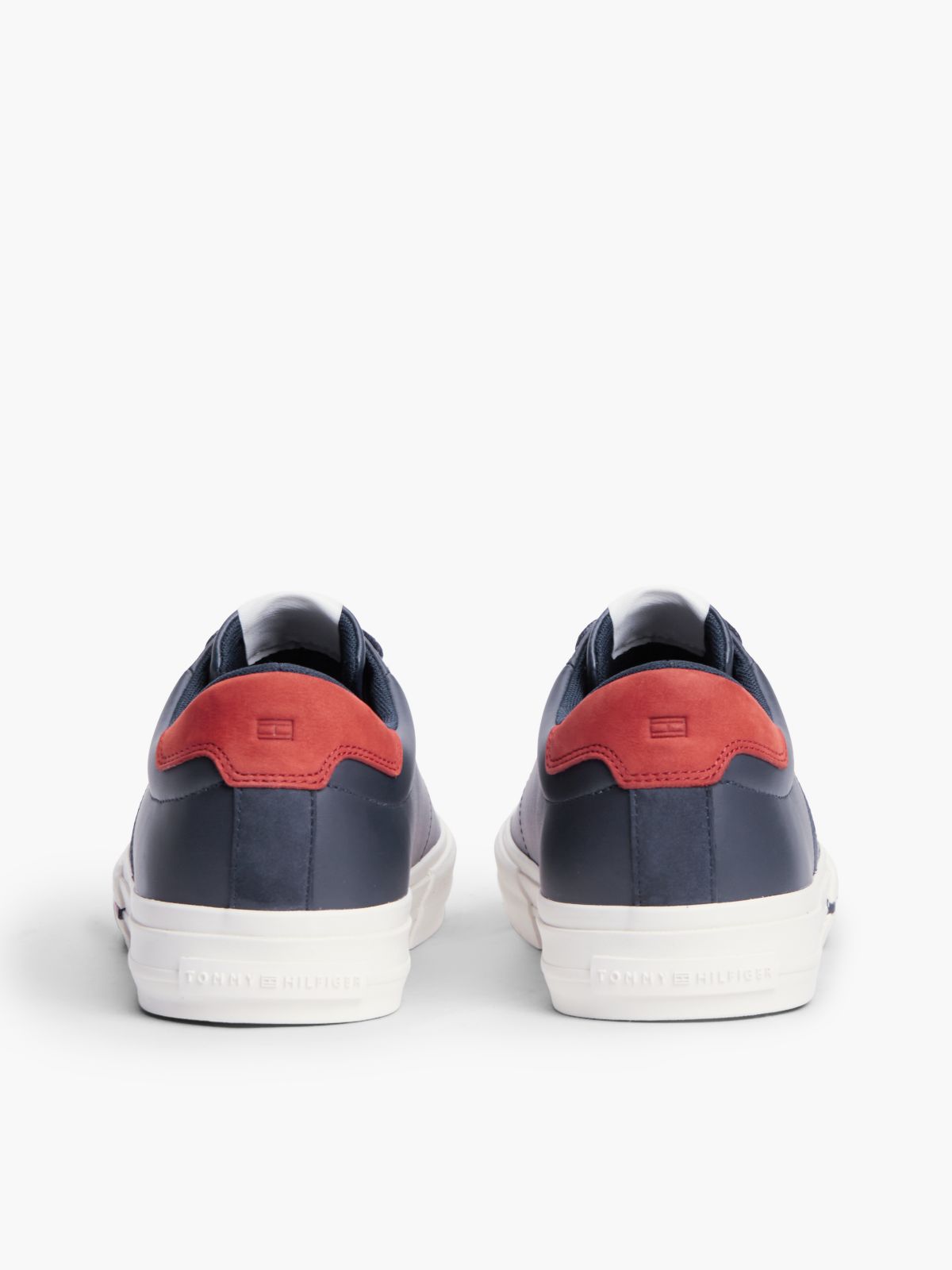 Leather Logo Contrast Heel Trainers — Blue