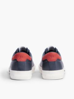 Leather Logo Contrast Heel Trainers — Blue 4