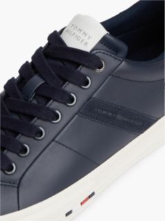 Leather Logo Contrast Heel Trainers — Blue 6