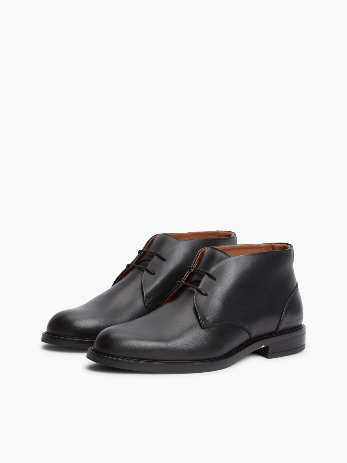Leather Lace-Up Ankle Boots — Black