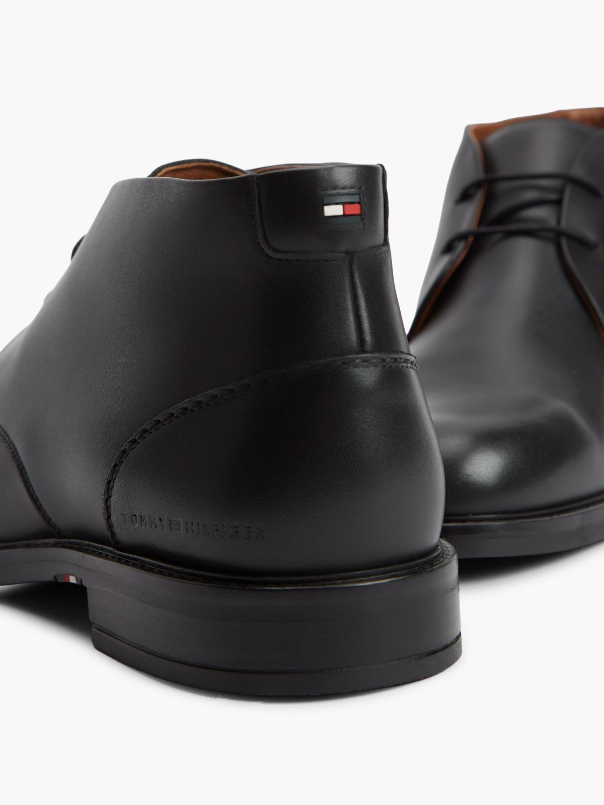 Leather Lace-Up Ankle Boots — Black