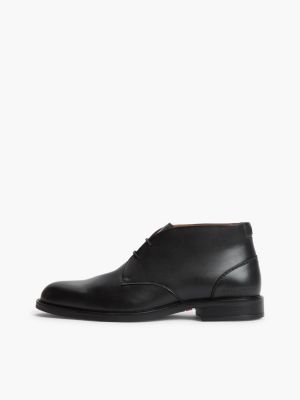 bottines en cuir à lacets noir pour hommes tommy hilfiger