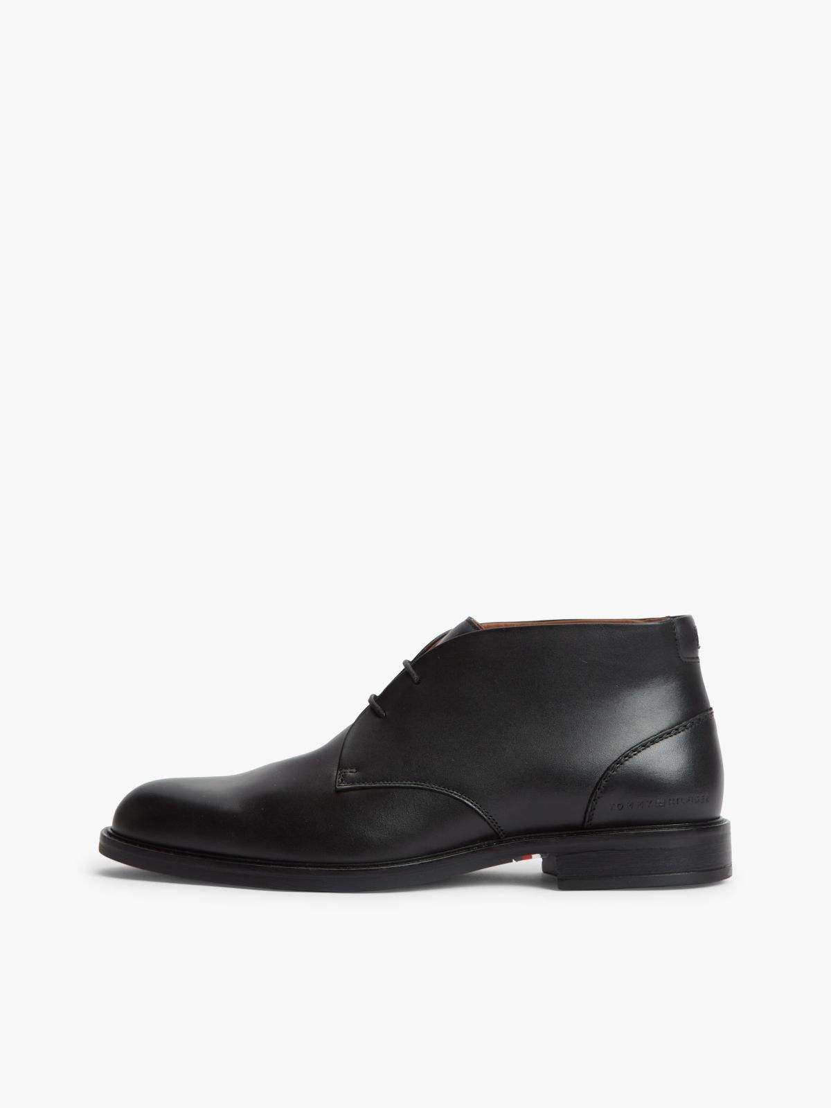 Leather Lace-Up Ankle Boots — Black