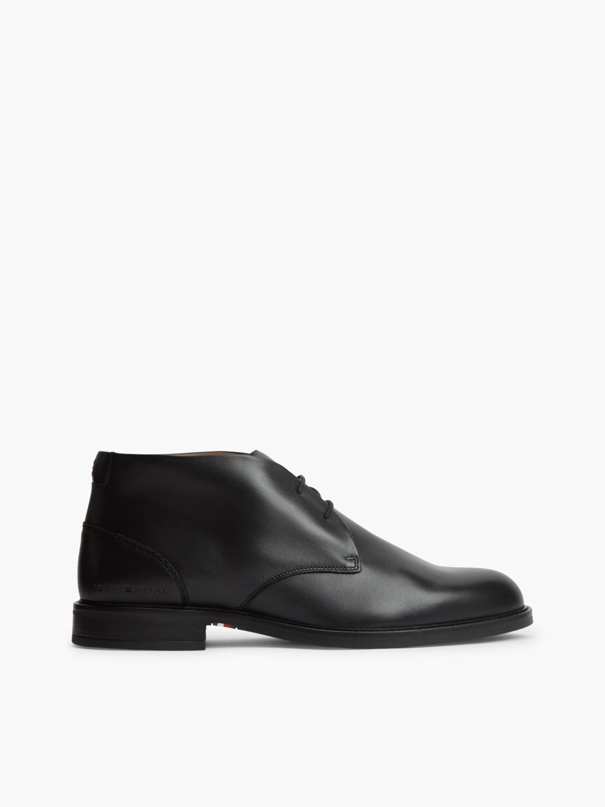Leather Lace-Up Ankle Boots — Black