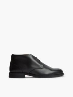 Leather Lace-Up Ankle Boots — Black 1