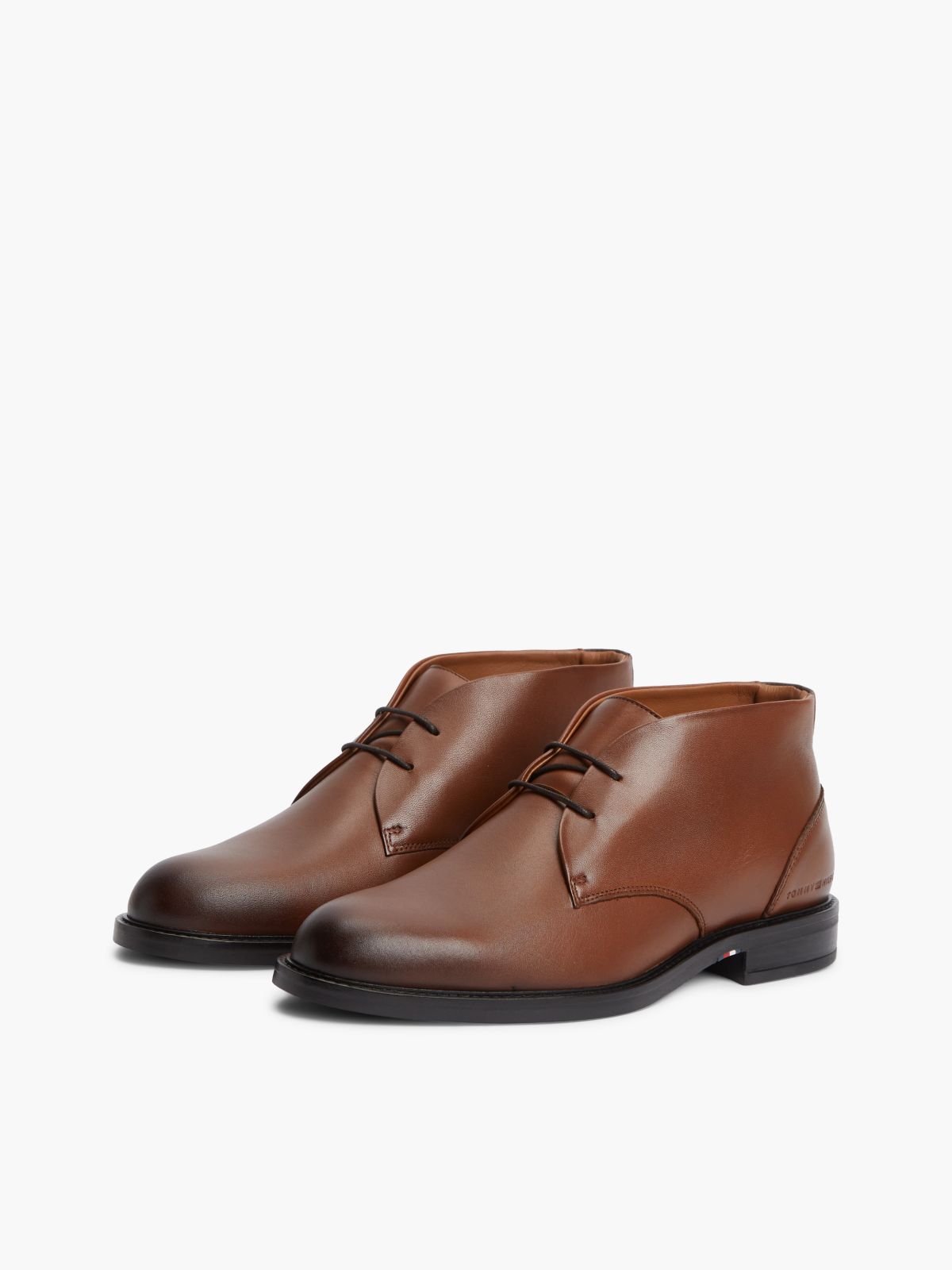 Leather Lace-Up Ankle Boots — Brown
