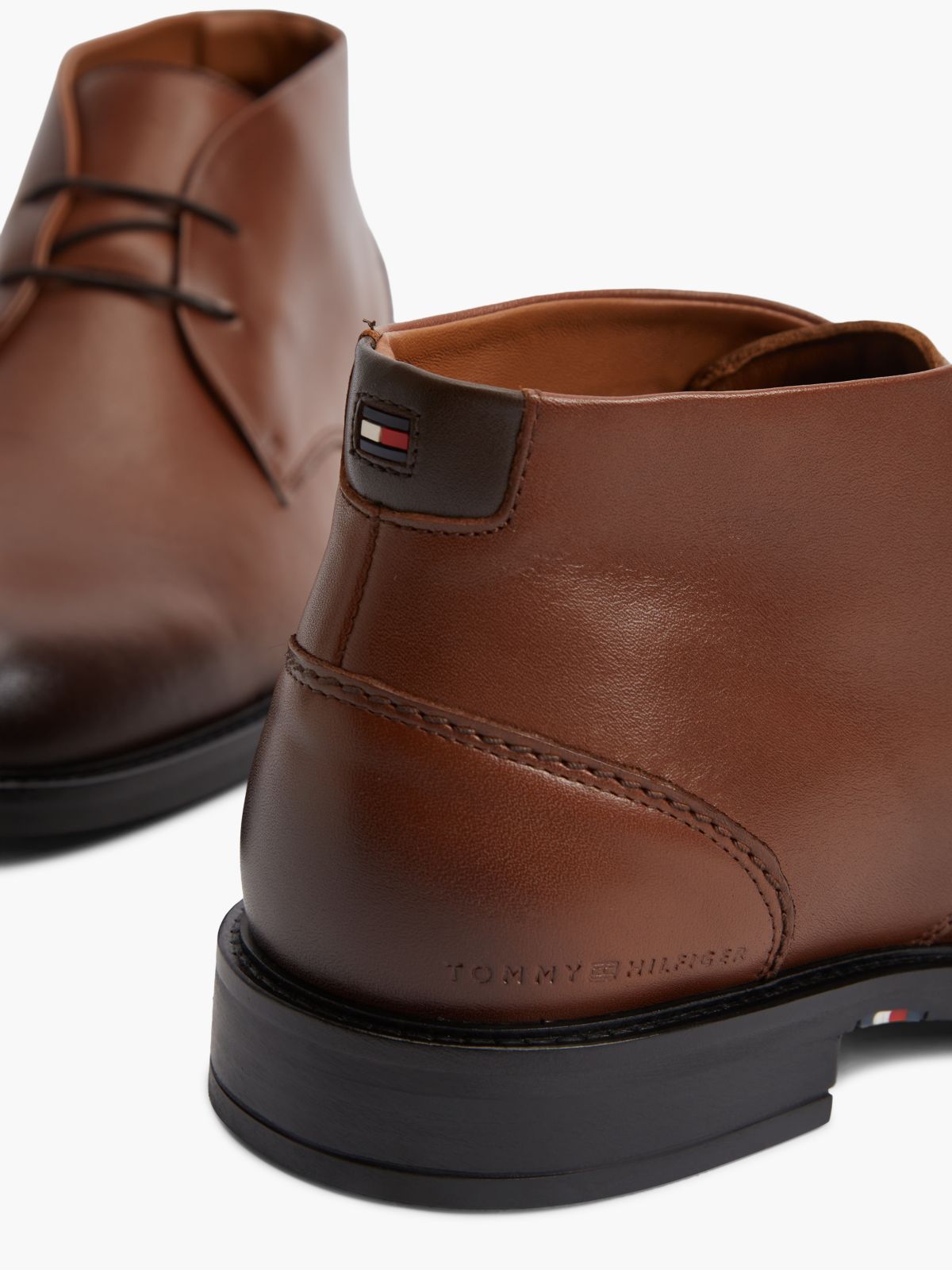 Leather Lace-Up Ankle Boots — Brown
