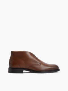 Leather Lace-Up Ankle Boots — Brown 1