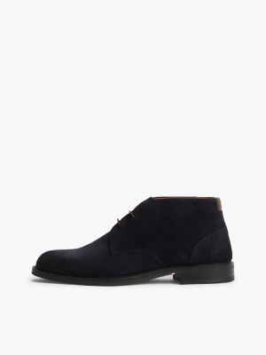 blue suede lace-up ankle boots for men tommy hilfiger