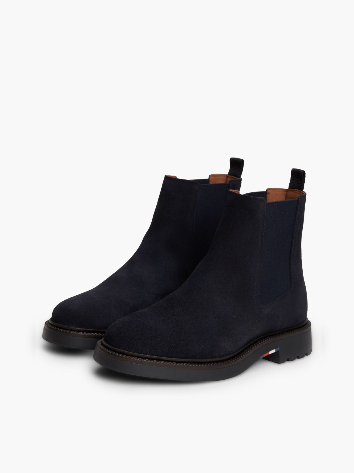 Suede Embossed Cleat Chelsea Boots — Blue