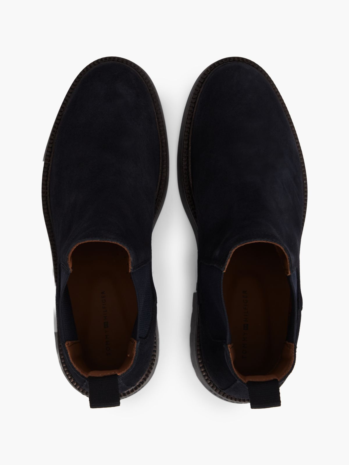 Suede Embossed Cleat Chelsea Boots — Blue