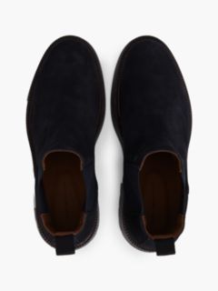 Suede Embossed Cleat Chelsea Boots — Blue 3