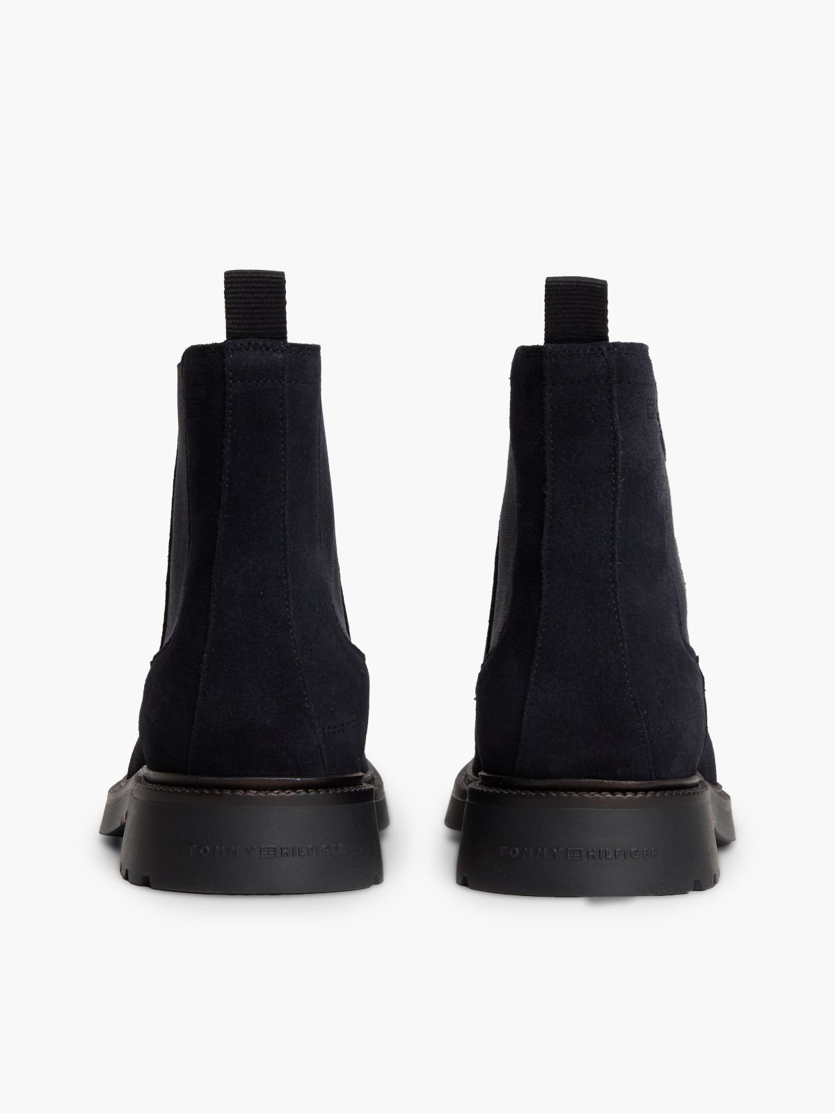 Suede Embossed Cleat Chelsea Boots — Blue