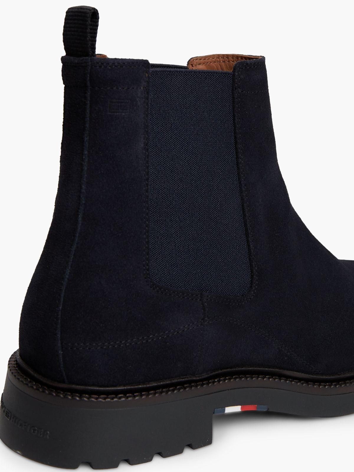 Suede Embossed Cleat Chelsea Boots — Blue
