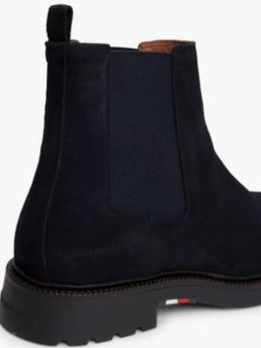 Suede Embossed Cleat Chelsea Boots — Blue 6
