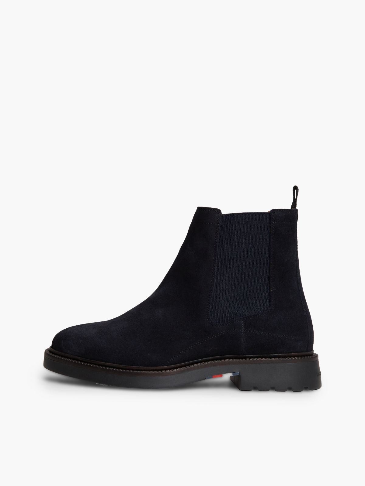 Suede Embossed Cleat Chelsea Boots — Blue