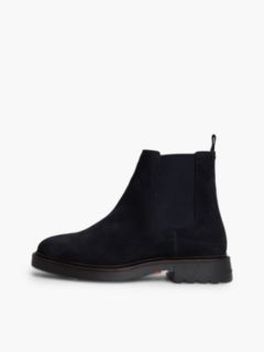 Suede Embossed Cleat Chelsea Boots — Blue 7