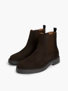 Suede Embossed Cleat Chelsea Boots — Brown 2