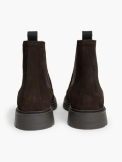 Suede Embossed Cleat Chelsea Boots — Brown 4