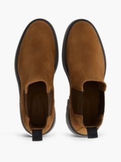 Suede Embossed Cleat Chelsea Boots — Brown 3