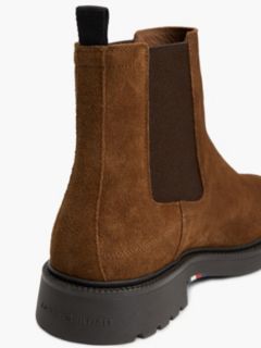 Suede Embossed Cleat Chelsea Boots — Brown 6