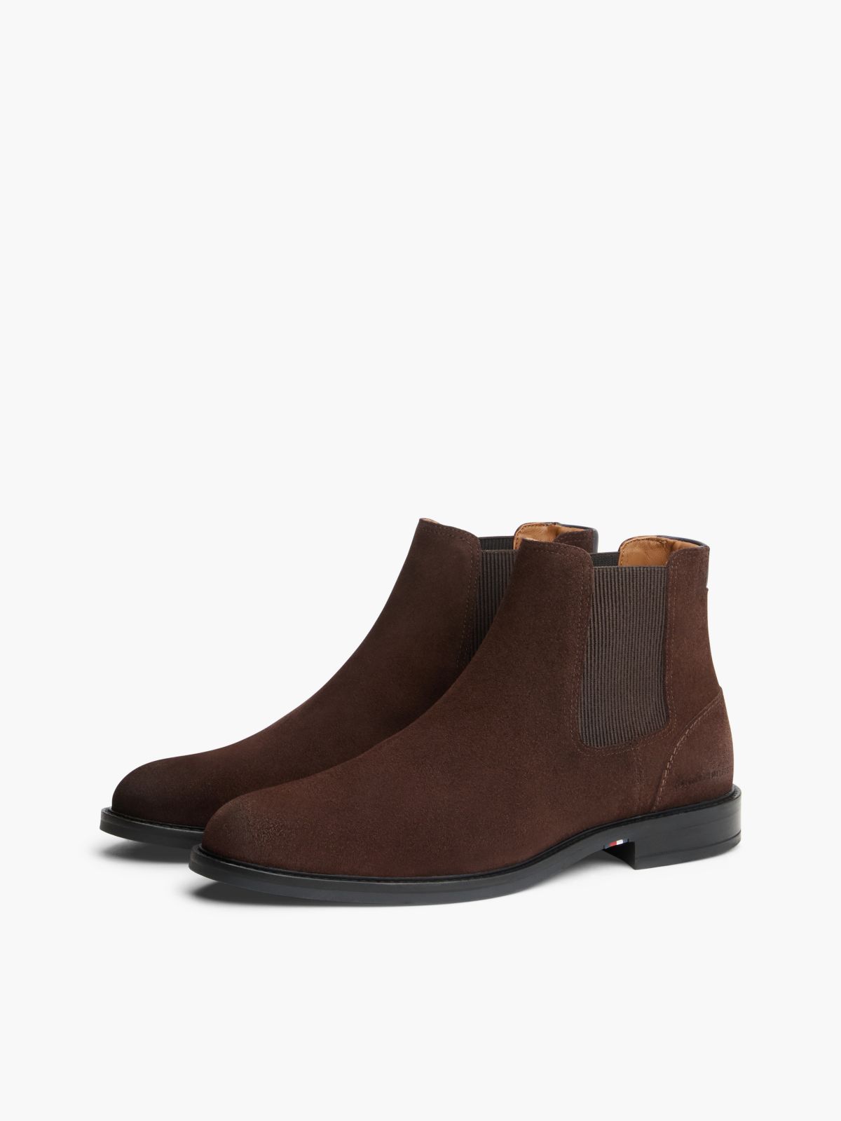 Suede Rubberised Flag Chelsea Boots — Brown