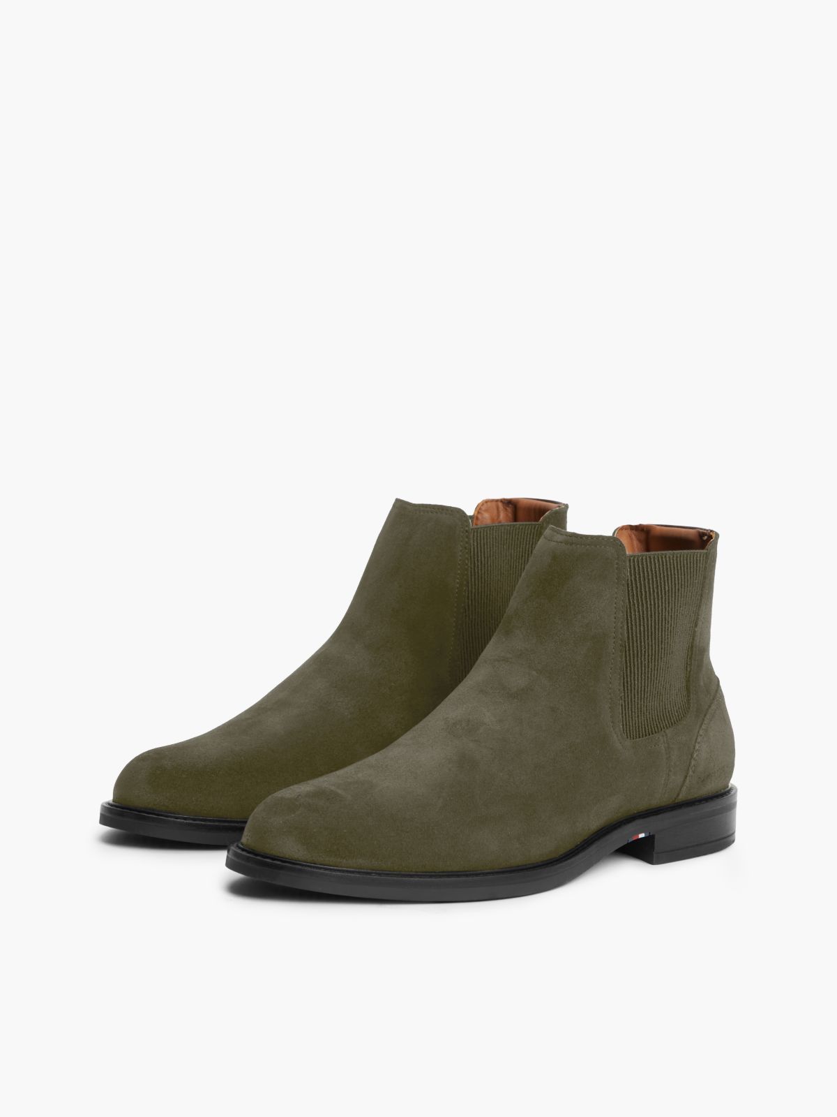 Suede Rubberised Flag Chelsea Boots — Khaki