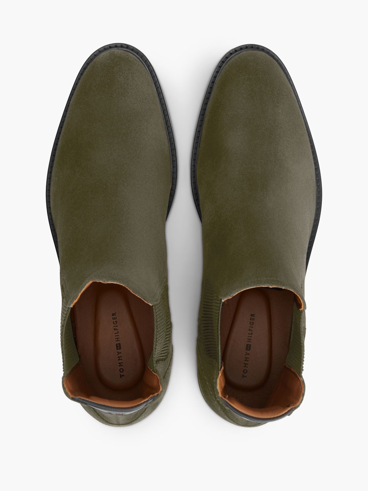 Suede Rubberised Flag Chelsea Boots — Khaki