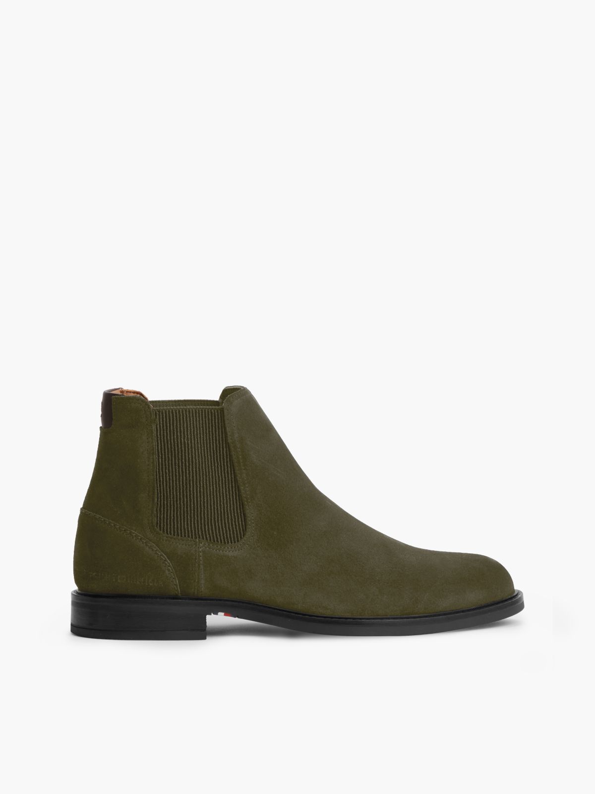 Suede Rubberised Flag Chelsea Boots — Khaki