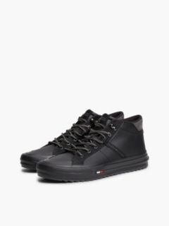 Leather Serrated Mid-Top Trainers — Black 2