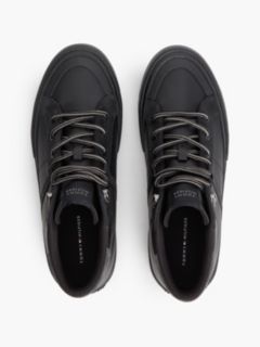 Leather Serrated Mid-Top Trainers — Black 3
