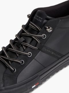 Leather Serrated Mid-Top Trainers — Black 6