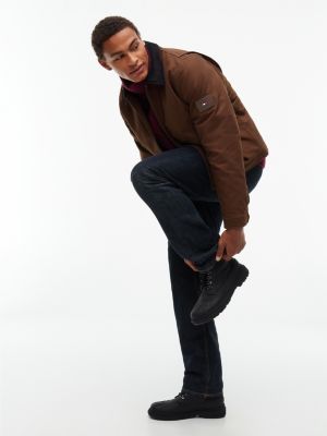 bottines à lacets outdoor imperméables en cuir noir pour hommes tommy hilfiger