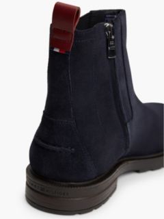 Suede Cleat Zip-Up Chelsea Boots — Blue 6