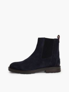 Suede Cleat Zip-Up Chelsea Boots — Blue 7
