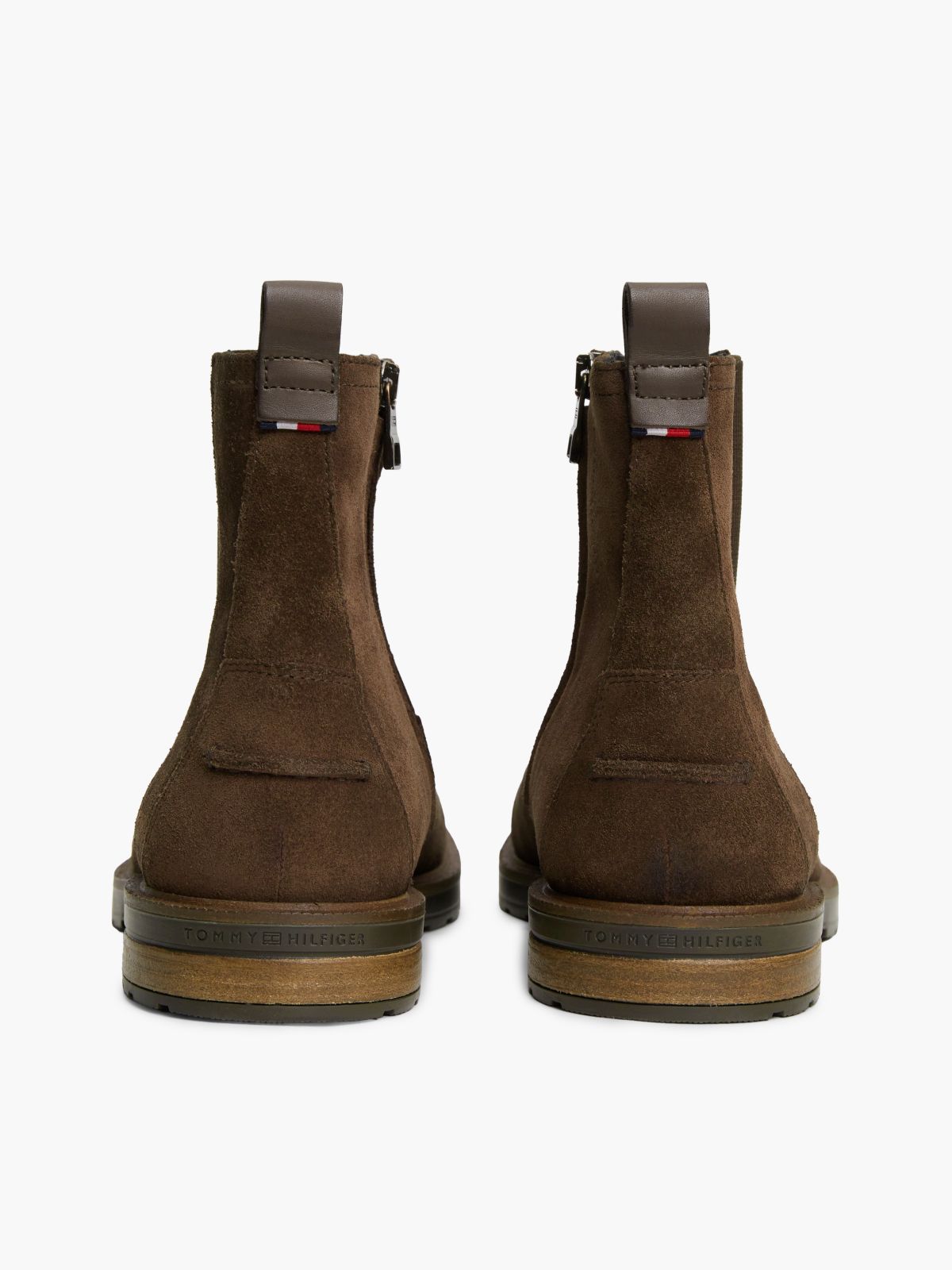 Suede Cleat Zip-Up Chelsea Boots — Brown