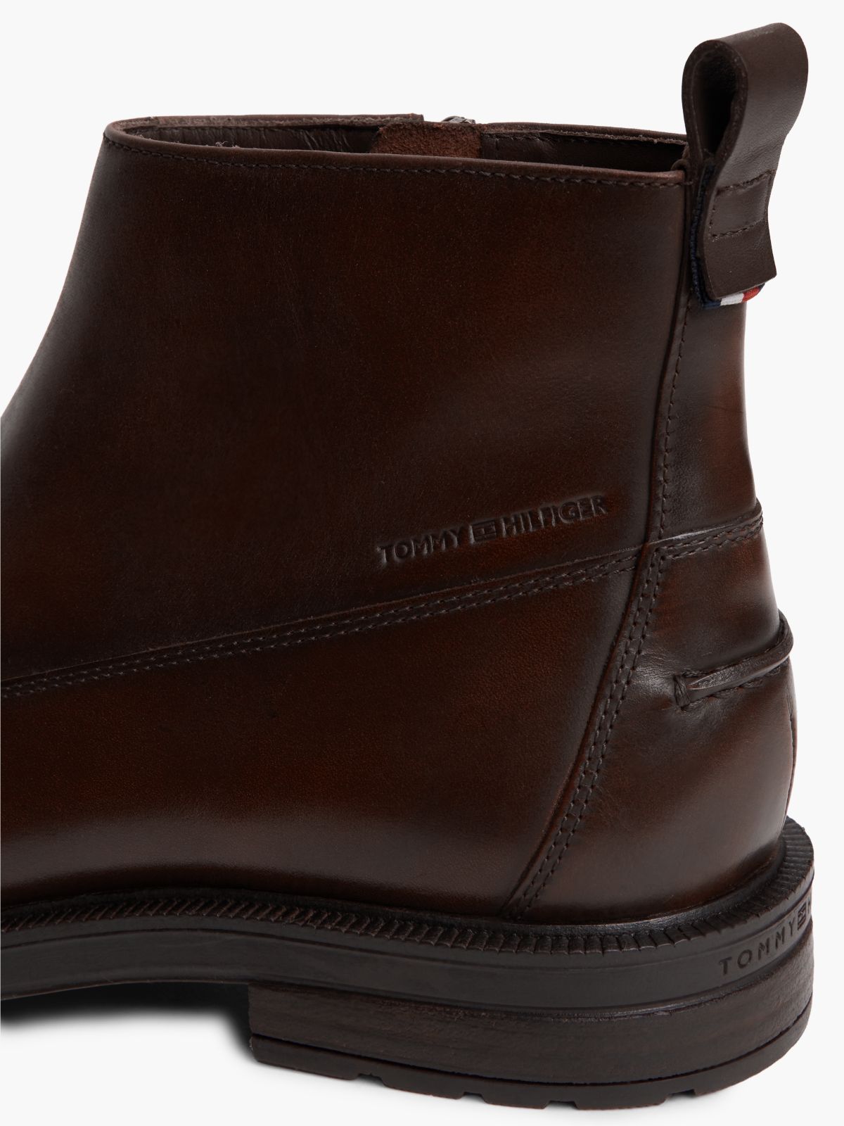 Leather Moc Toe Cleat Chelsea Boots — Brown