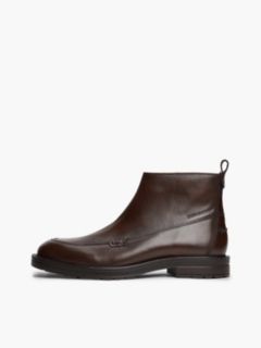Leather Moc Toe Cleat Chelsea Boots — Brown 7