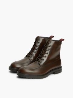 Leather Warm Lined Lace-Up Ankle Boots — Brown 2