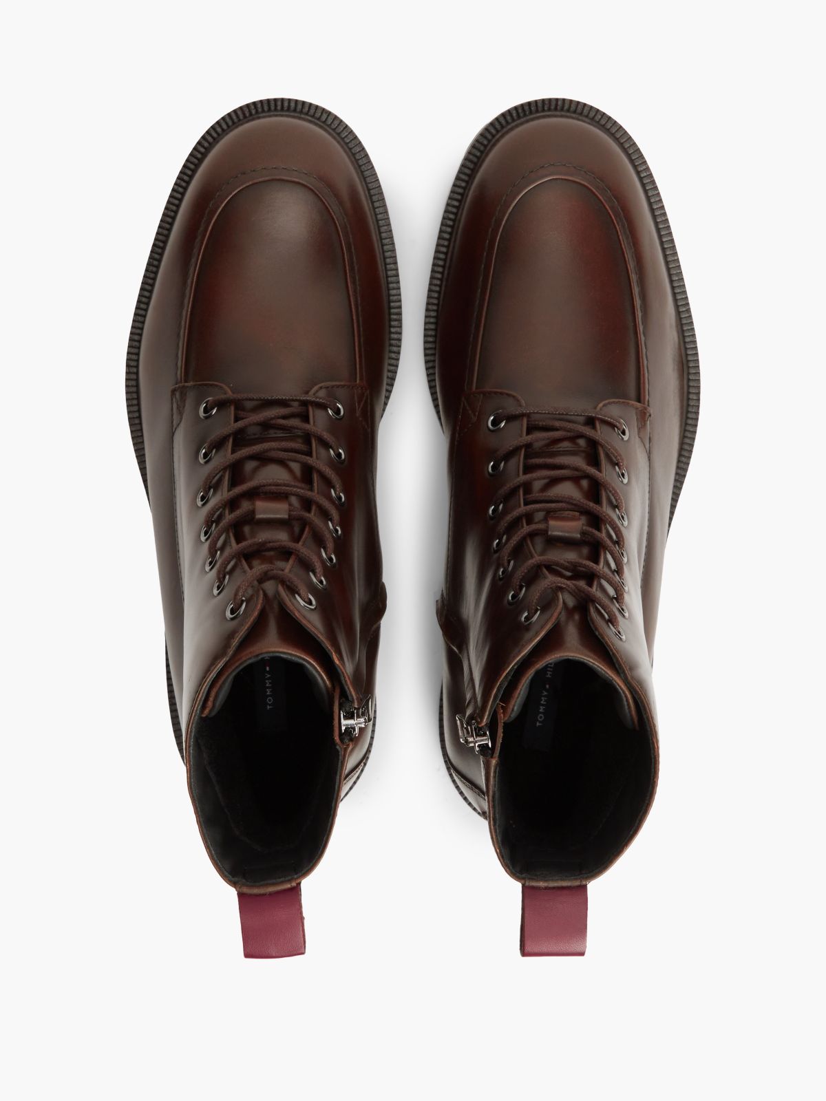 Leather Warm Lined Lace-Up Ankle Boots — Brown