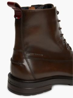 Leather Warm Lined Lace-Up Ankle Boots — Brown 6