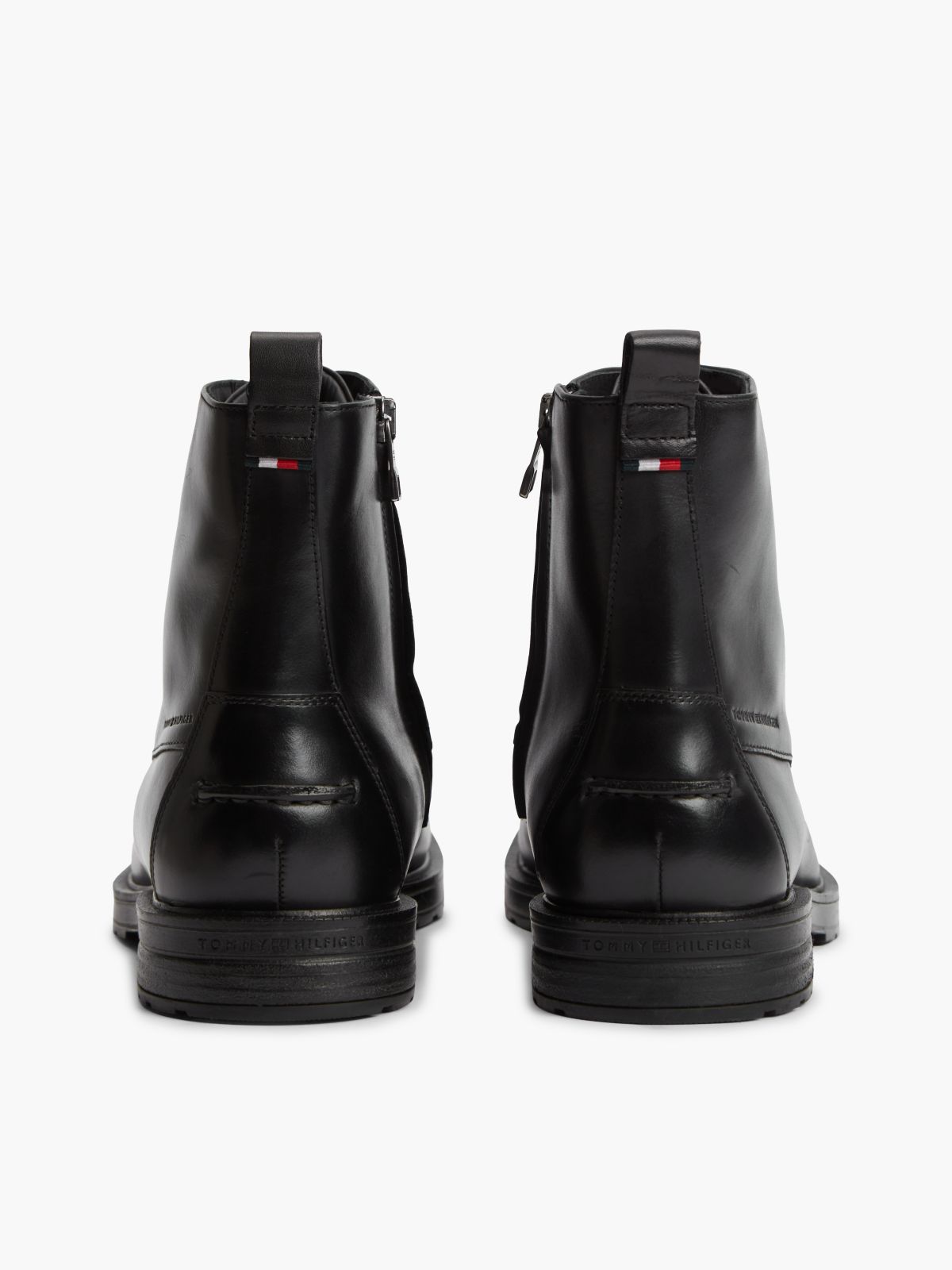 Leather Warm Lined Lace-Up Ankle Boots — Black