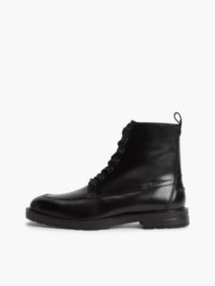 Leather Warm Lined Lace-Up Ankle Boots — Black 7