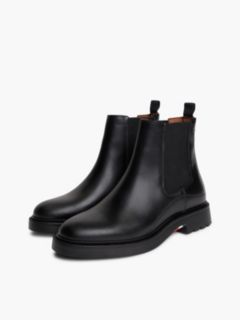 Leather Embossed Cleat Chelsea Boots — Black 2