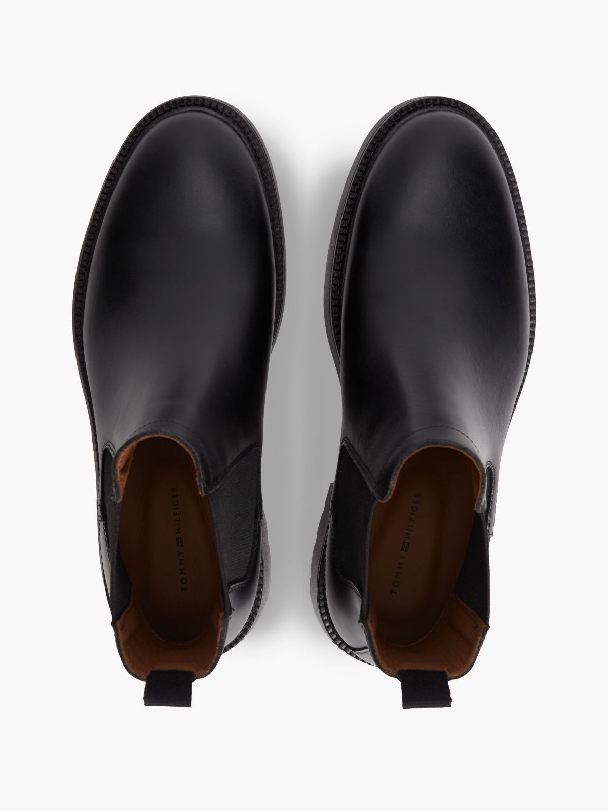Leather Embossed Cleat Chelsea Boots — Black