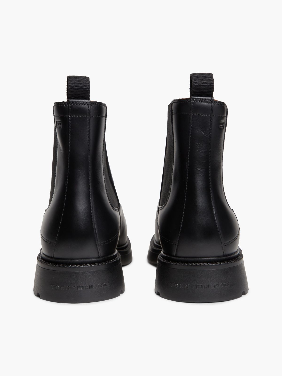 Leather Embossed Cleat Chelsea Boots — Black