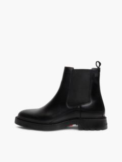 Leather Embossed Cleat Chelsea Boots — Black 7