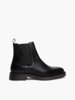 Leather Embossed Cleat Chelsea Boots — Black 1