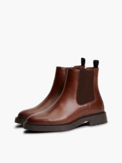 Leather Embossed Cleat Chelsea Boots — Brown 2